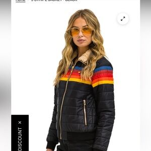 Aviator Nation 5 STRIPE JACKET - BLACK Small EUC